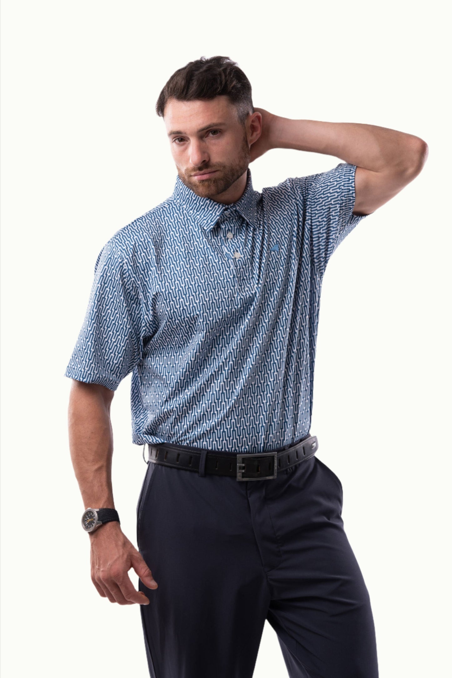 Jacquard Polos - Noah - Marine