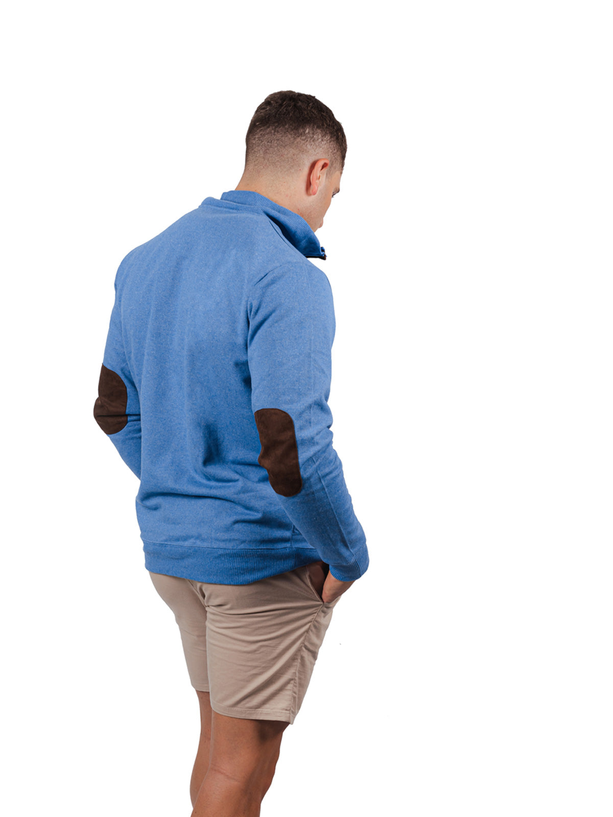 QUARTER ZIPPER WITH ELBOW PATCH Bluish