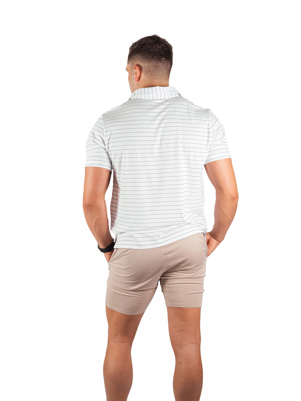 American Fit - Striped-polo-white