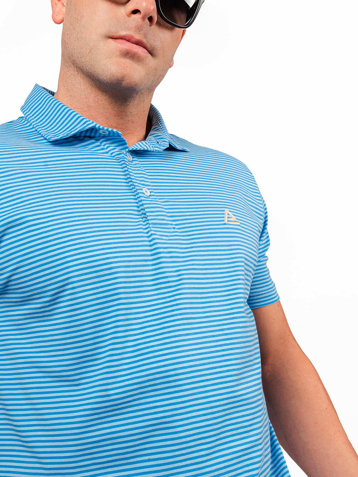 American Fit - Striped-polo-light-blue