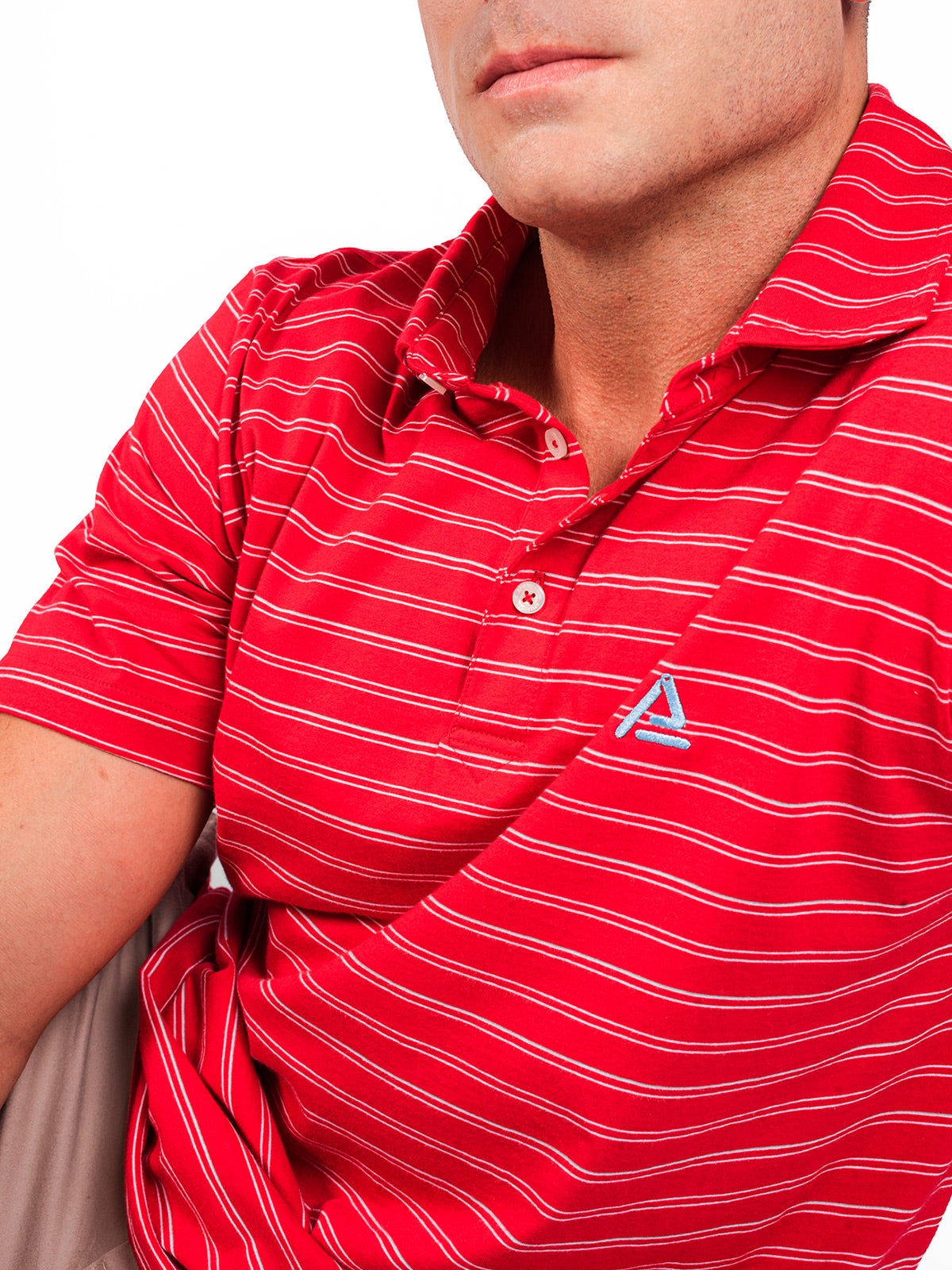 American Fit - Striped-polo-red