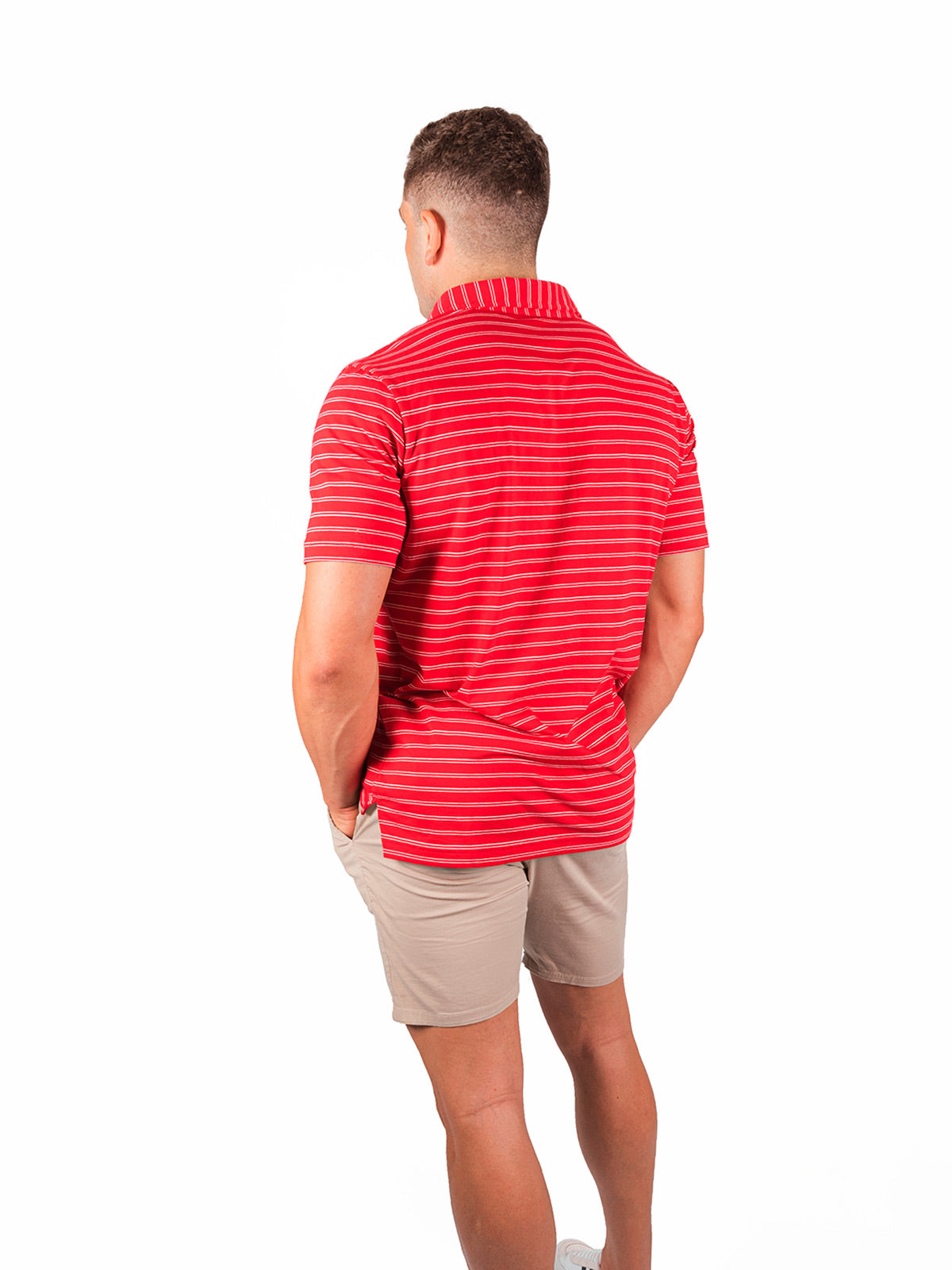 American Fit - Striped-polo-red