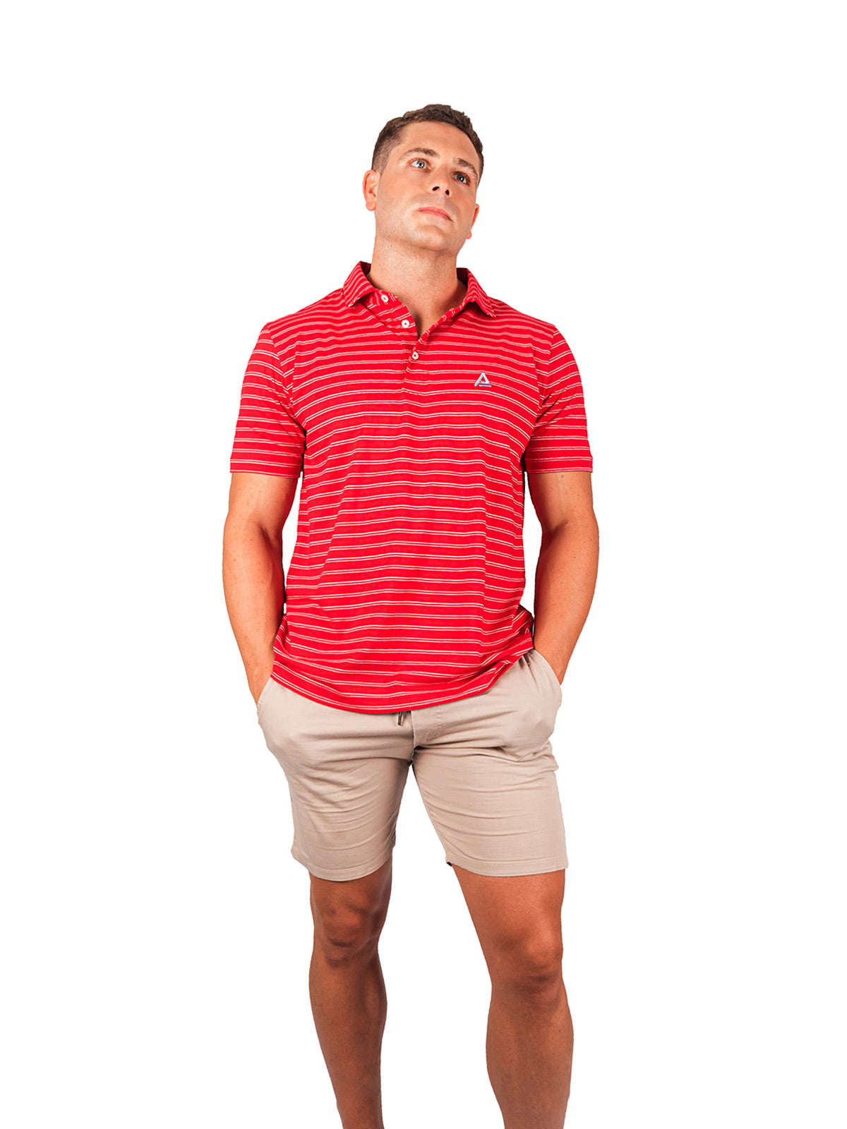 American Fit - Striped-polo-red