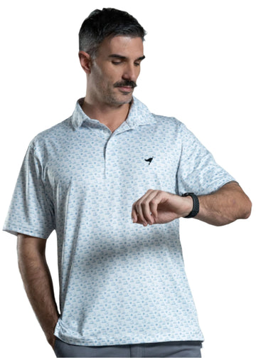 Print Polo - Boat - White and Blue