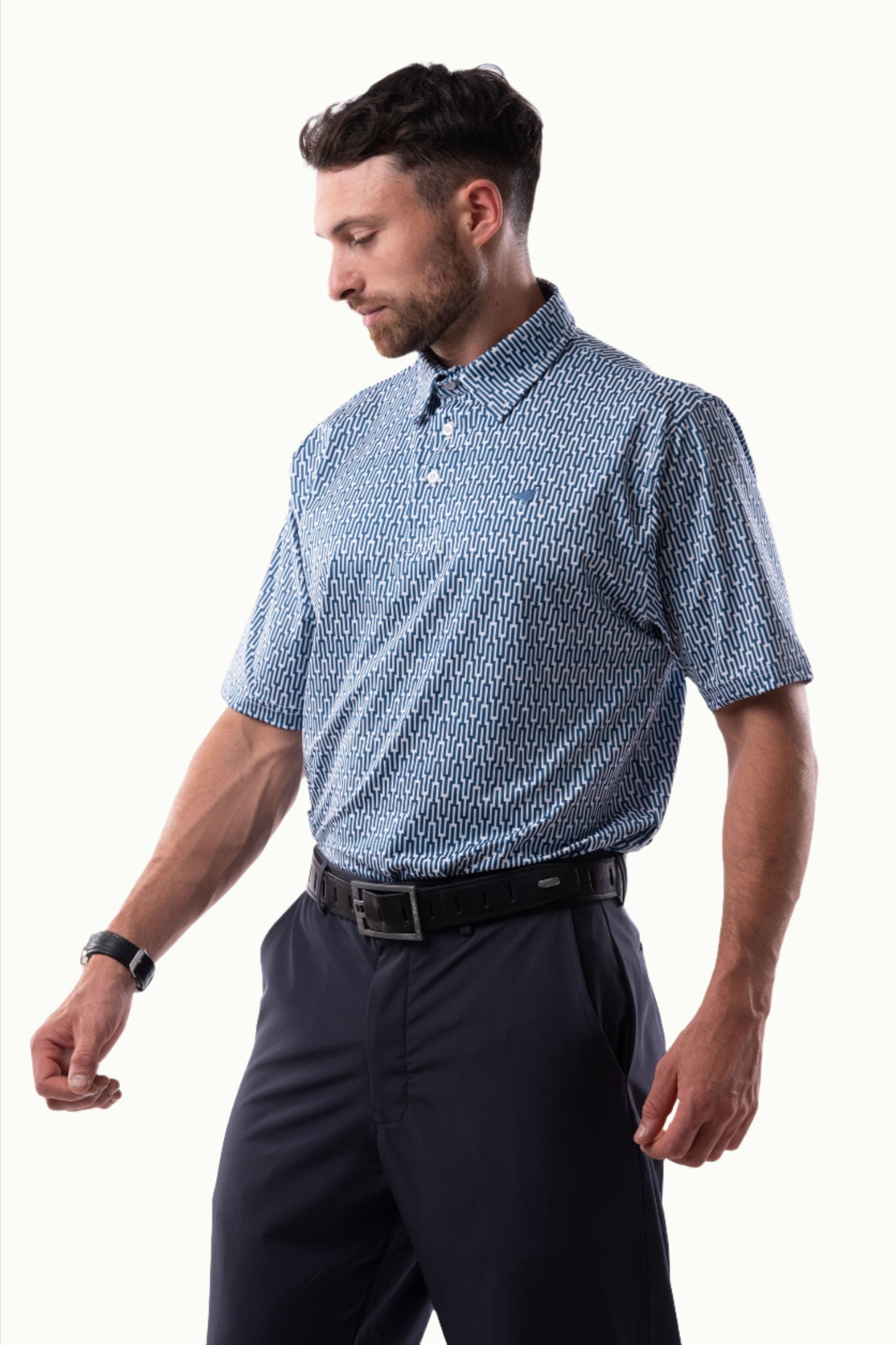 Jacquard Polos - Noah - Marine