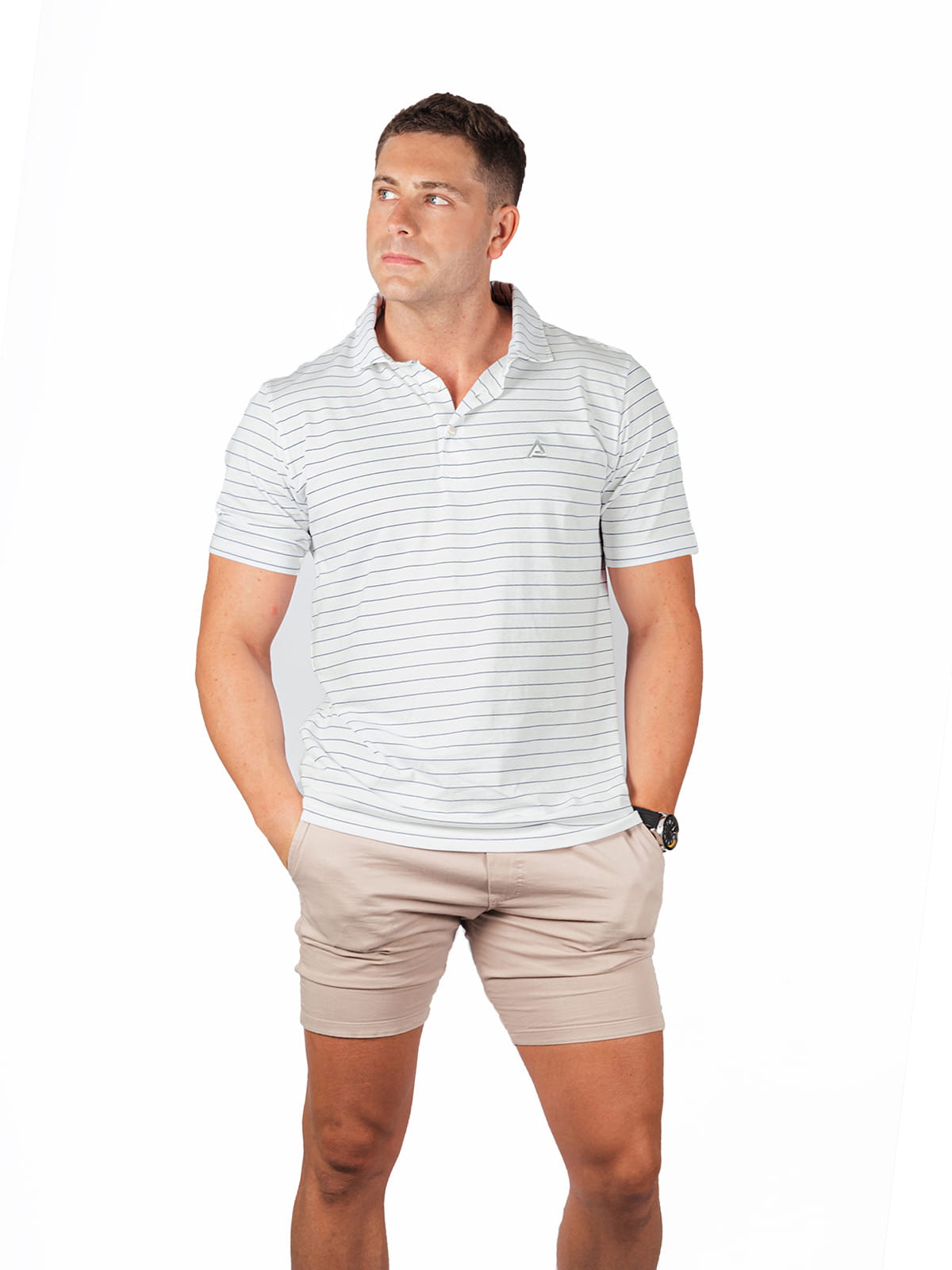 American Fit - Striped-polo-white