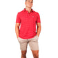 American Fit - Striped-polo-red