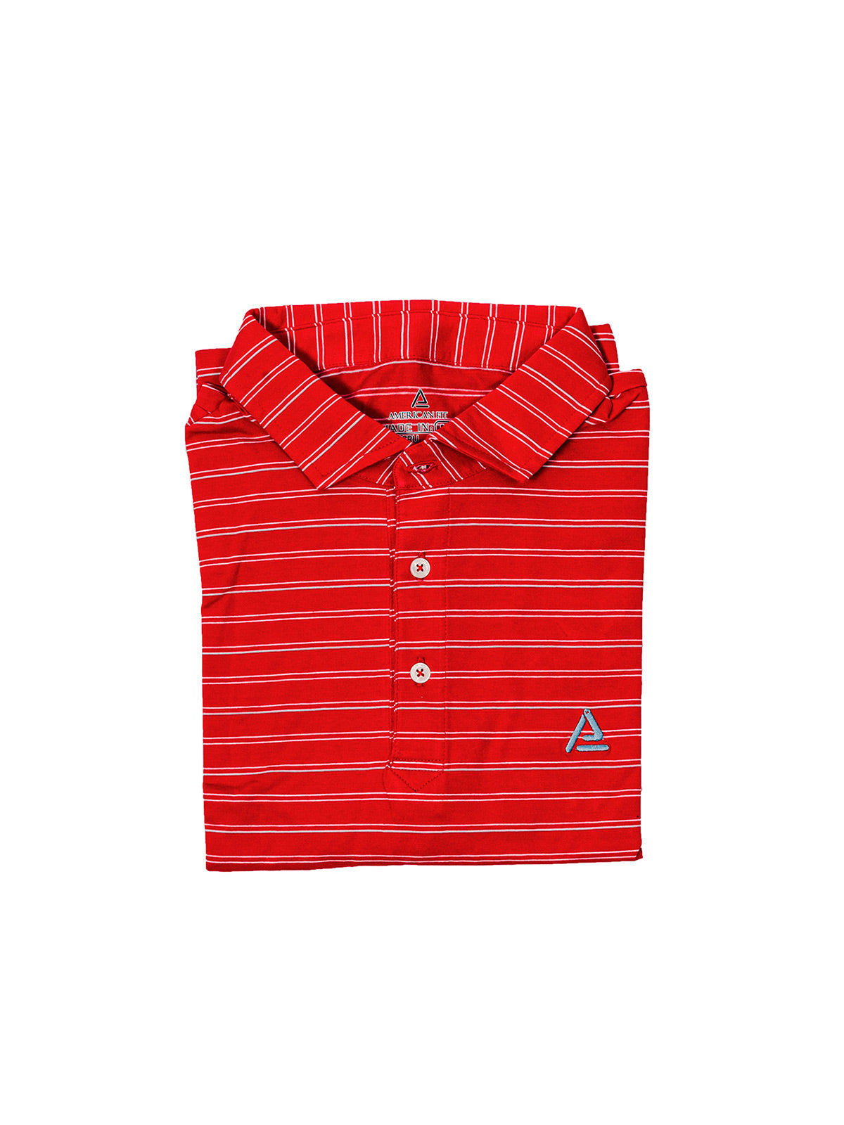 American Fit - Striped-polo-red